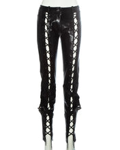 Load image into Gallery viewer, CHRISTIAN DIOR by GALLIANO F/W 2003 Black Leather Lace Up Trousers
