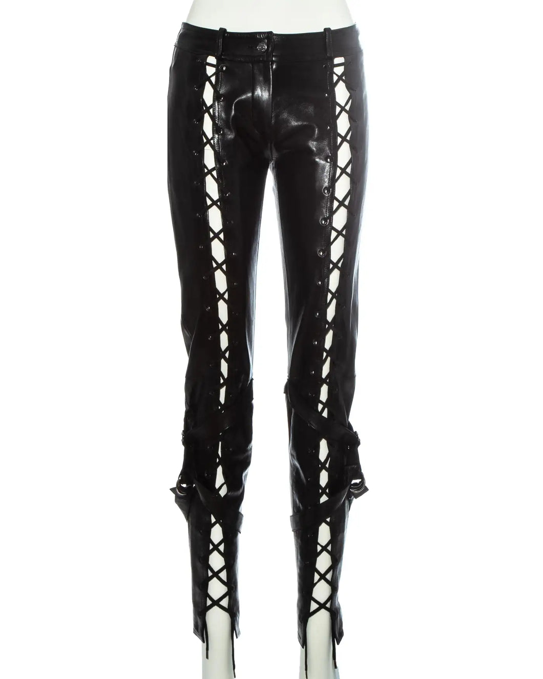 CHRISTIAN DIOR by GALLIANO F/W 2003 Black Leather Lace Up Trousers